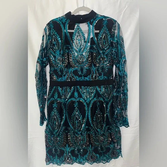 Dresses | Sequin Damask Cupped Mini Dress | Poshmark